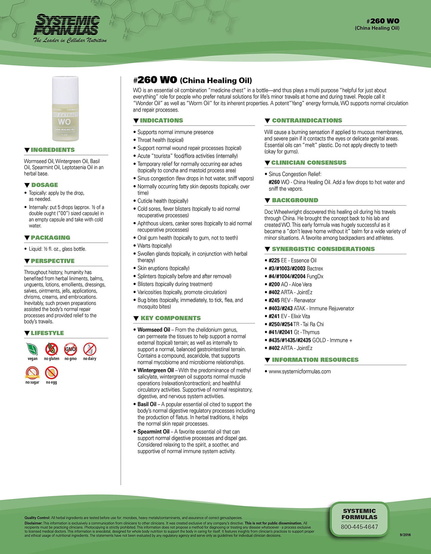 Systemic Formulas WO - China Healing Oil - Supports circulation and active epidermal processes, 0.5 FL OZ, Bio Extract #260. Body's repair process. Beauty & Personal Care Systemic Formulas