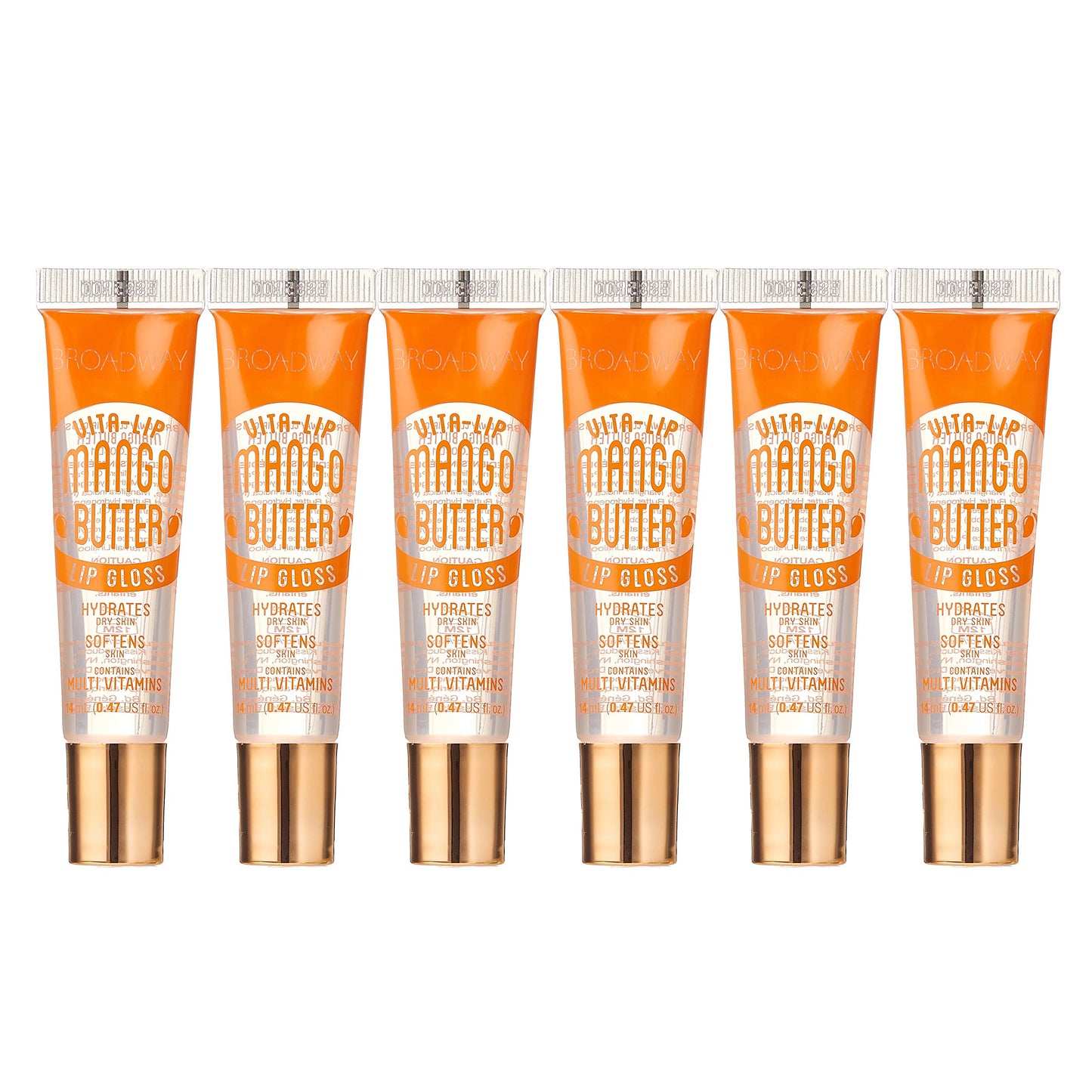 Ruby Kisses Broadway Vita-Lip Clear Lip Gloss (Mango Butter 6 Pack), Ultra-Hydrating & Soothing Formula with Multi-Vitamin Oils, High-Shine Non-Sticky Beauty & Personal Care Ruby Kisses