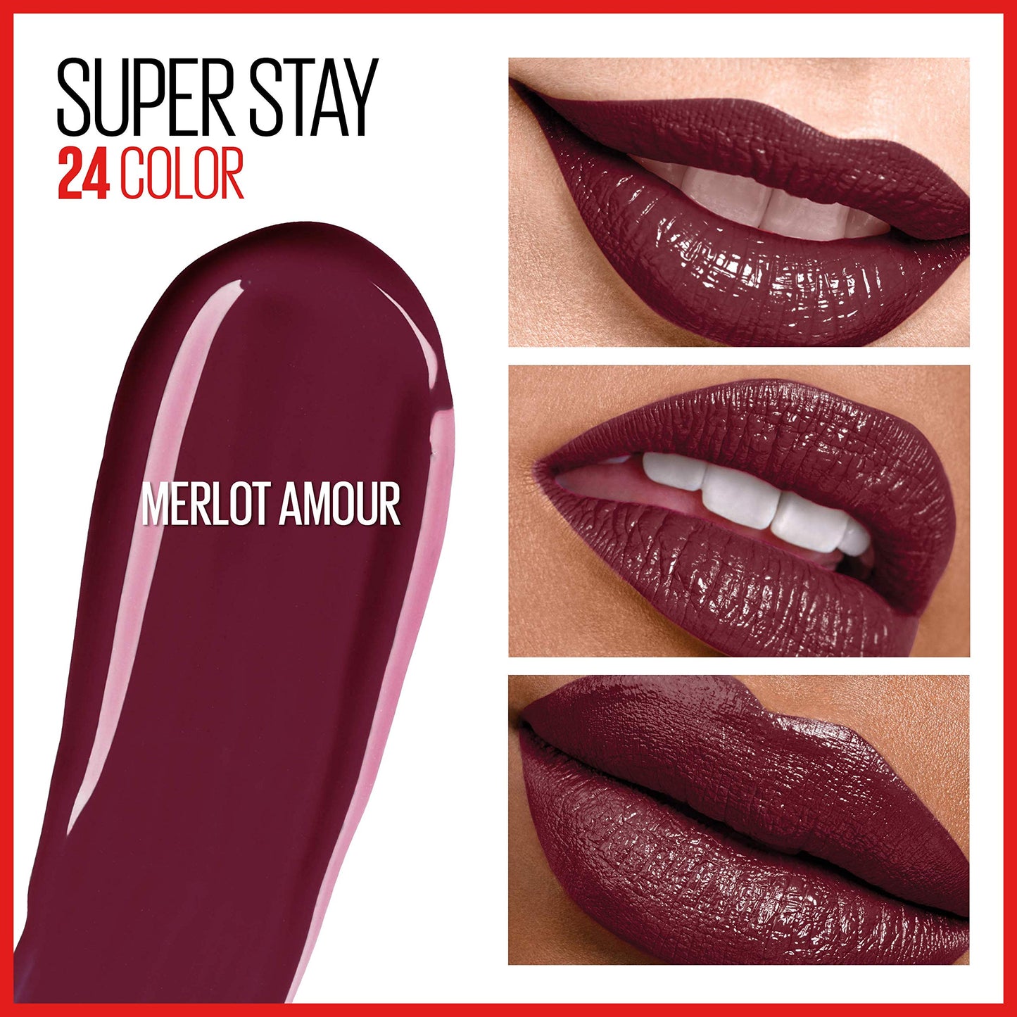 Maybelline Super Stay 24, 2-Step Liquid Lipstick Makeup, Long Lasting Highly Pigmented Color with Moisturizing Balm, Merlot Armour, Red, 1 Count Beauty & Personal Care MAYBELLINE