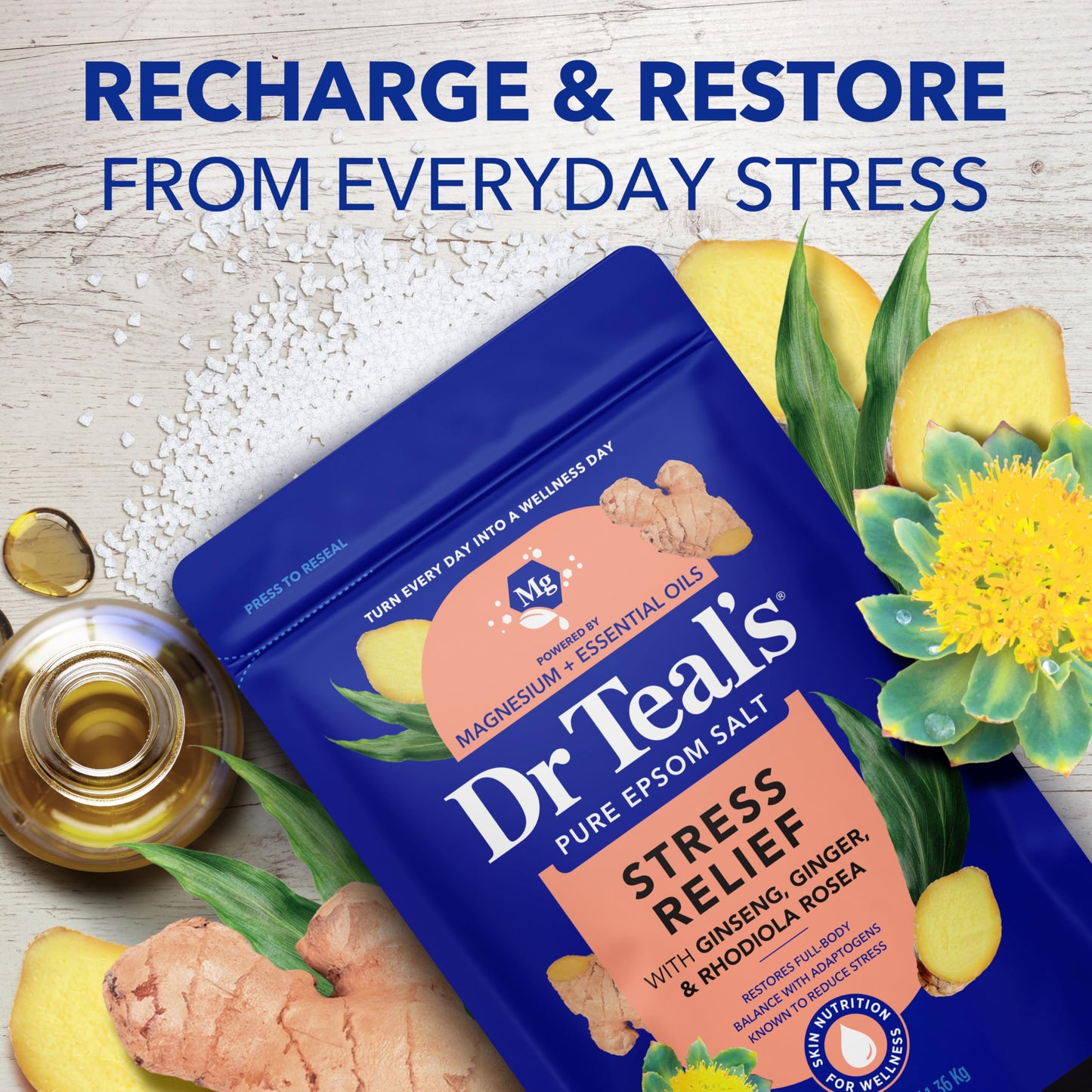 Dr Teal's Epsom Salt Magnesium Soak, Stress Relief with Essential Oils, 3 lbs Beauty and Personal Care Dr Teal's
