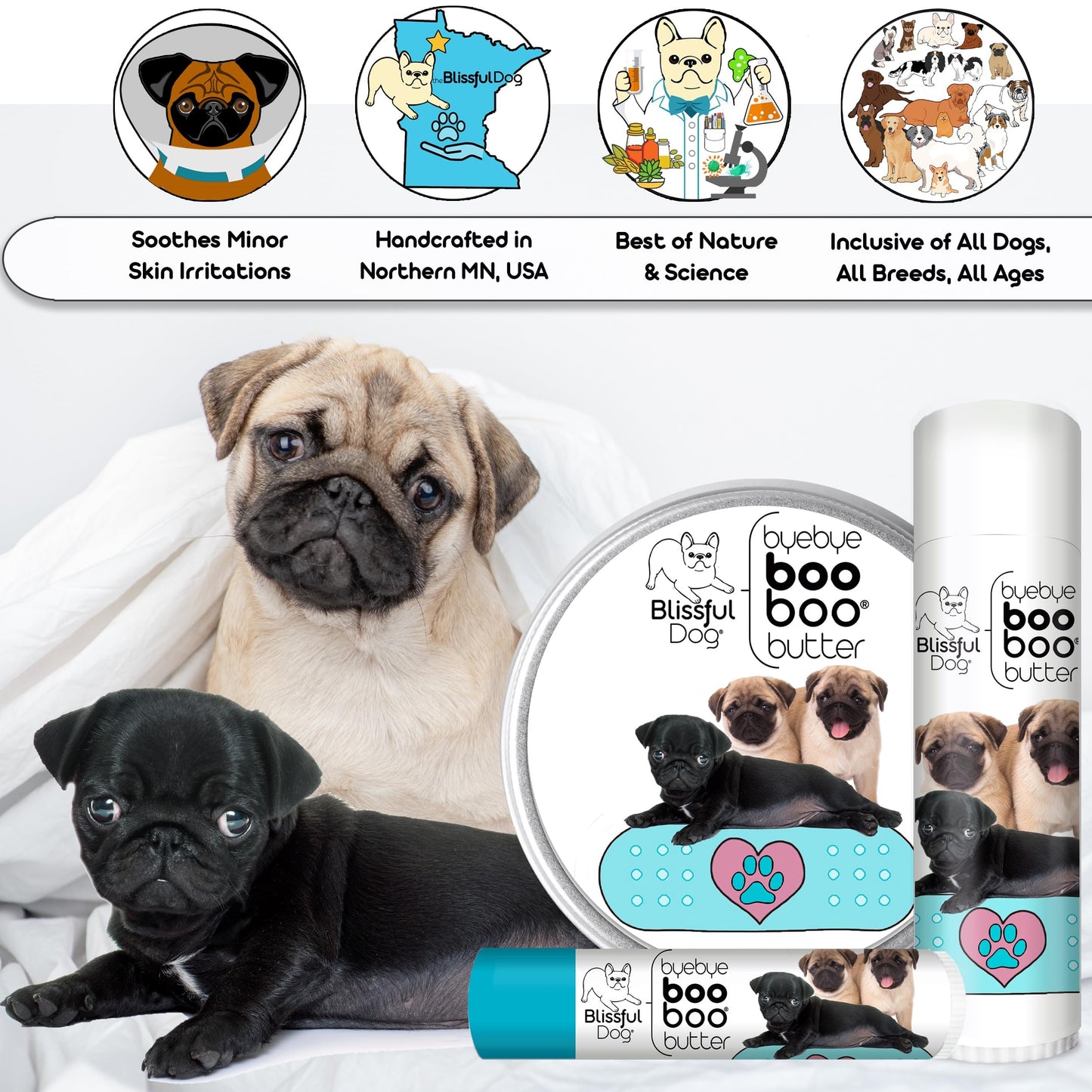 The Blissful Dog .15 oz Tube Pug Booboo Butter Beauty and Personal Care The Blissful Dog