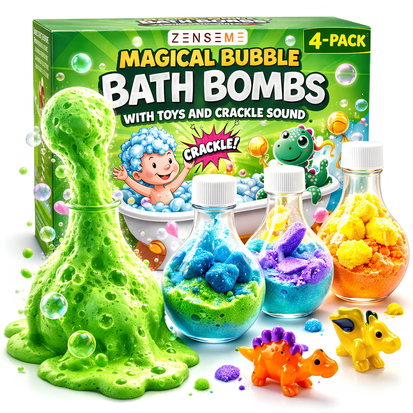 Zenseme Bath Bombs for Boys with Mini Toy Ducks Inside - Kids Bath Bombs Powder - Bubble Bath for Kids - Bathtime Experiment Kit Mix - Blast of Foam Beauty and Personal Care ZenseMe