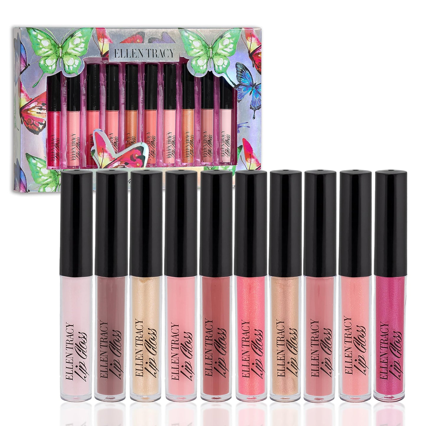 Enchante Ellen Tracy 10 Pc Lip Gloss Collection, Shimmery Lip Glosses for Women and Girls, Long Lasting Lip Gloss Set with Rich Varied Colors, Great Beauty & Personal Care Enchante