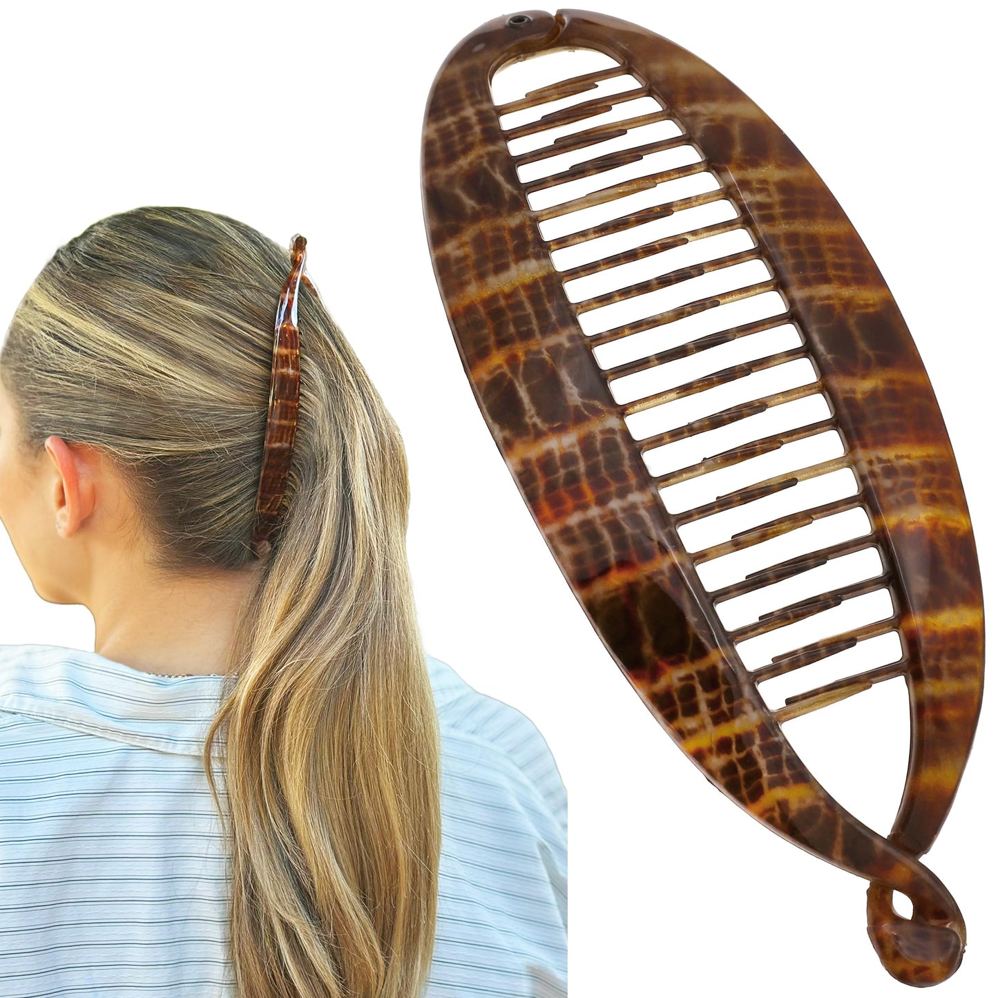 Camila Paris CP3097 French Extra Large Banana Clip Hair Comb, Classic Banana Clips Hair for Thick Hair Ponytail Holder Interlocking Styling Clips Beauty & Personal Care Camila