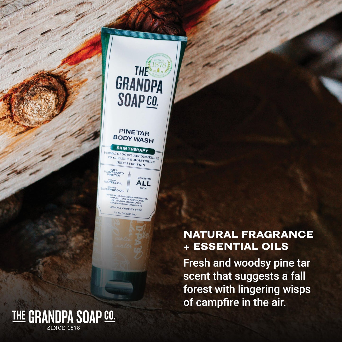 The Grandpa Soap Company Pine Tar Body Wash - Dermatologist Recommended to Cleanse & Moisturize Irritated Skin, Deodorizing Power, With Pine Tar & Tea Beauty & Personal Care The Grandpa Soap Company