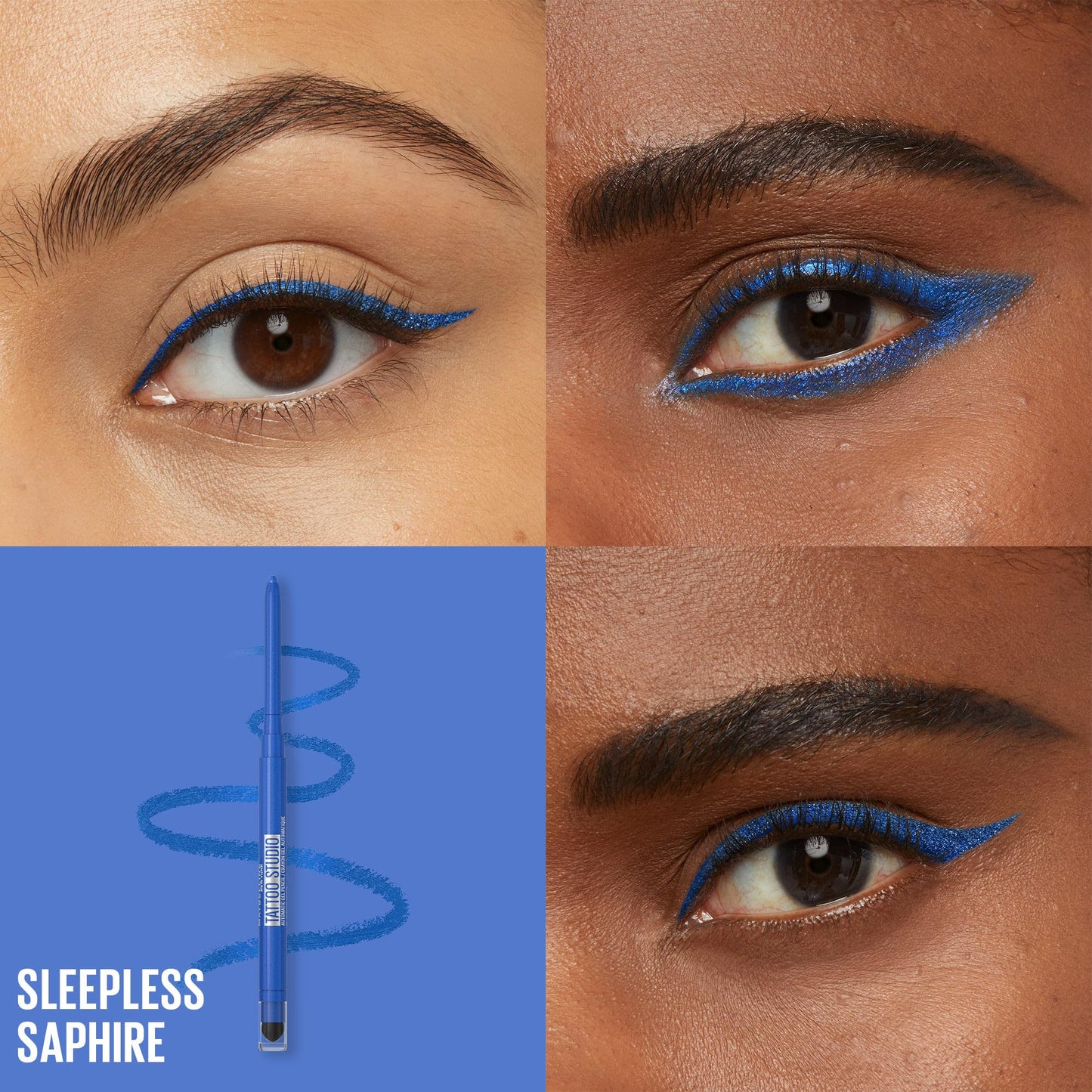 Maybelline Tattoo Studio Automatic Gel Pencil Waterproof Eyeliner, Blendable, Smudge Resistant, Matte Eyeliner For Up To 36HR Wear, Sleepless Sapphire Beauty and Personal Care MAYBELLINE