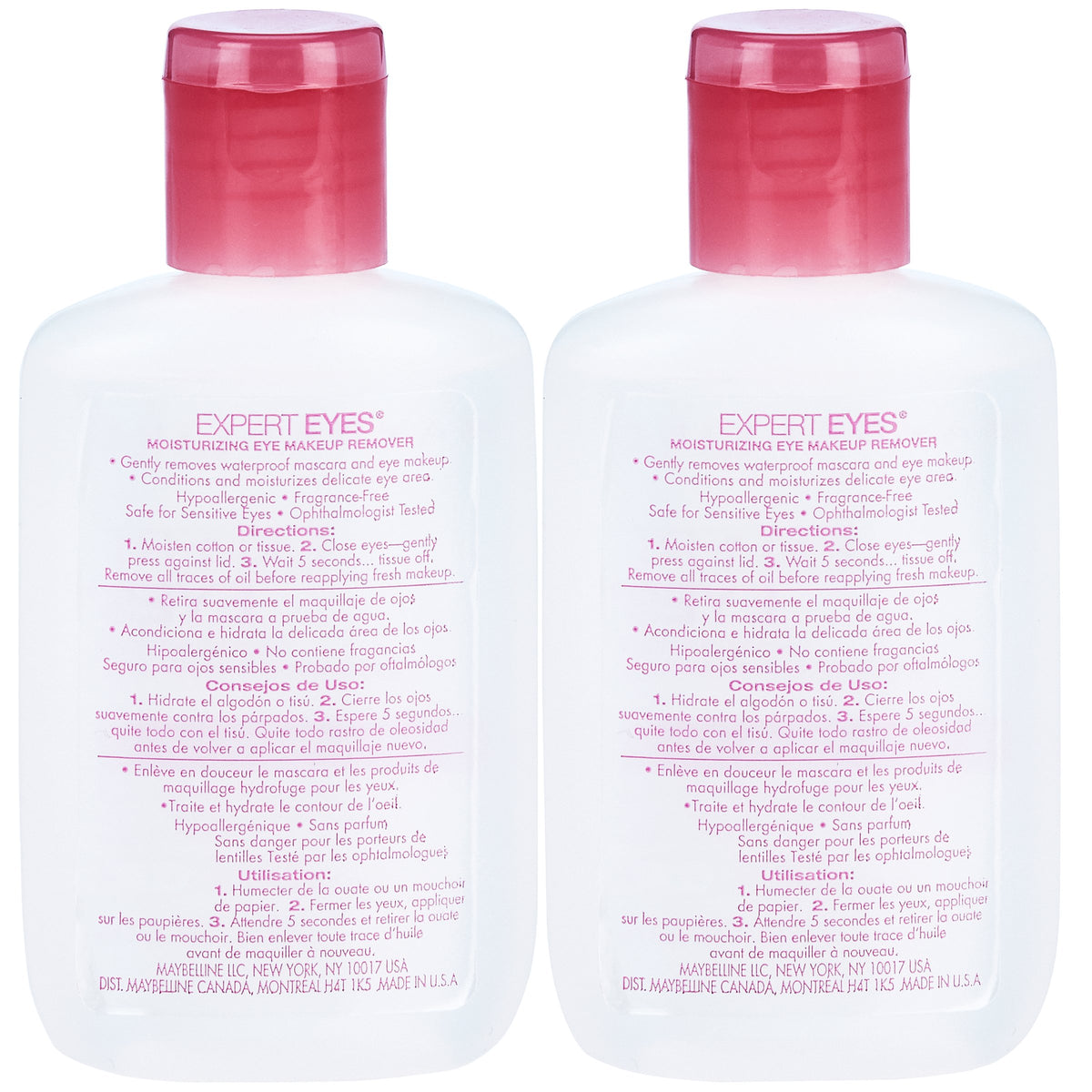 Maybelline New York Expert Eyes Moisturizing Eye Makeup Remover, 2 Count