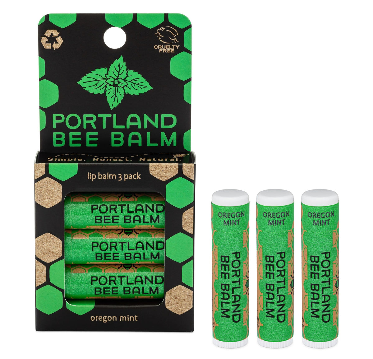 Portland Bee Balm All Natural Handmade Beeswax Based Lip Balm, Oregon Mint 3 Count Beauty & Personal Care Portland Bee Balm