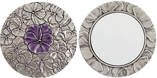 DANFORTH - Pewter Pansy Purse Mirror - Handmade Hand-Held Mirror for Women - Purple Flower Gift Accessories - Made in USA (3 inches) Beauty & Personal Care DANFORTH