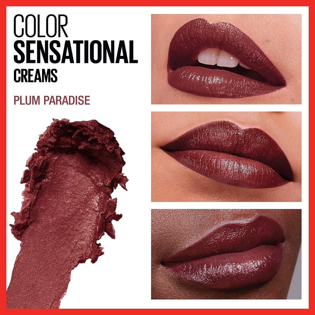 Maybelline Color Sensational Lipstick, Lip Makeup, Cream Finish, Hydrating Lipstick, Plum Paradise, Wine Plum ,1 Count Beauty & Personal Care MAYBELLINE
