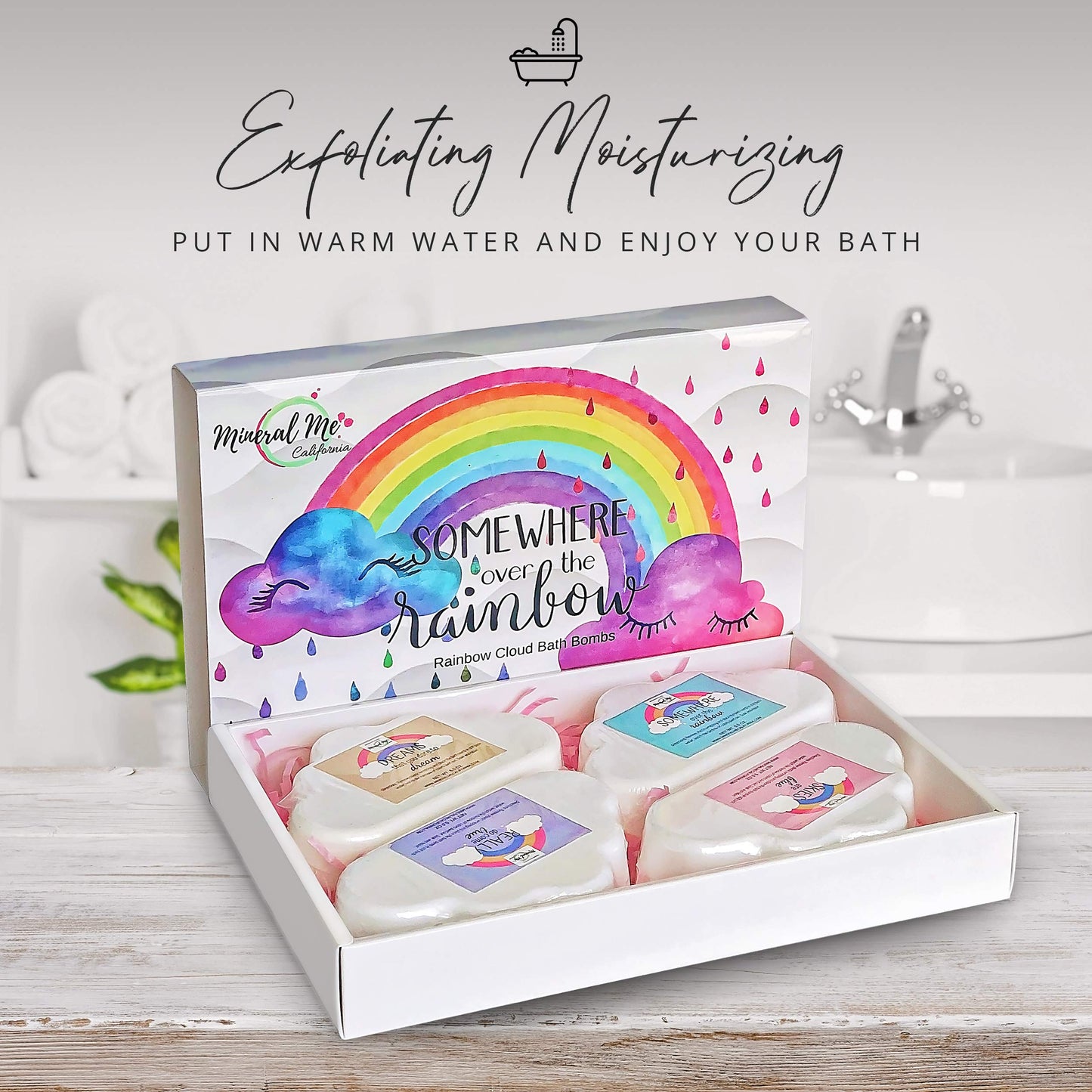 Bath Bombs for Kids - Natural and Organic Magic Rainbow Bubble Bath Bombs w/Moisturizing Shea Butter and Natural Oils, 4 Large Unicorn Cloud… Beauty & Personal Care Mineral Me California