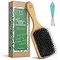 Natural Boar Bristle Hair Brush for Women, Men, Kids; Dry and Wet Detangling Hair Brush Gently Enhances Shine, Smooths Frizz and Prevents Breakage Beauty & Personal Care Zollo
