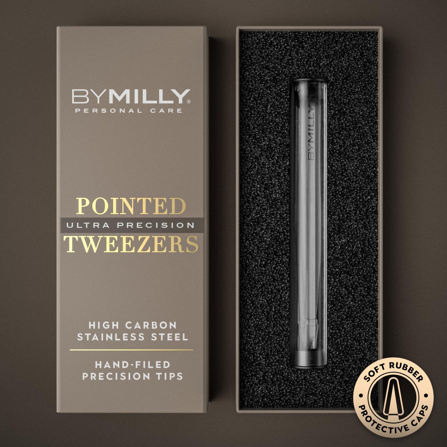 By MILLY Pointed Tweezers | High Carbon Stainless Steel Needle Nose | Fine Point Precision Hair Removal | Perfectly Aligned & Hand-Filed Sharp | Beauty & Personal Care By MILLY