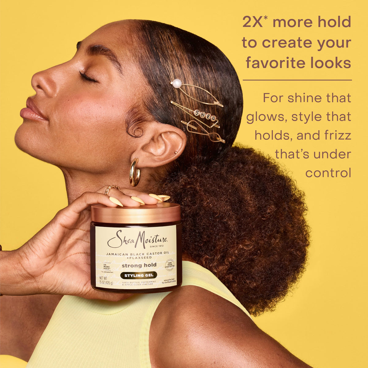 SheaMoisture Strong Hold Styling Gel+Flaxseed Jamaican Black Castor Oil Gives Controlled Style,AllDay Hold,Infused With Castor Seed Oil,SheaButter Beauty & Personal Care SheaMoisture