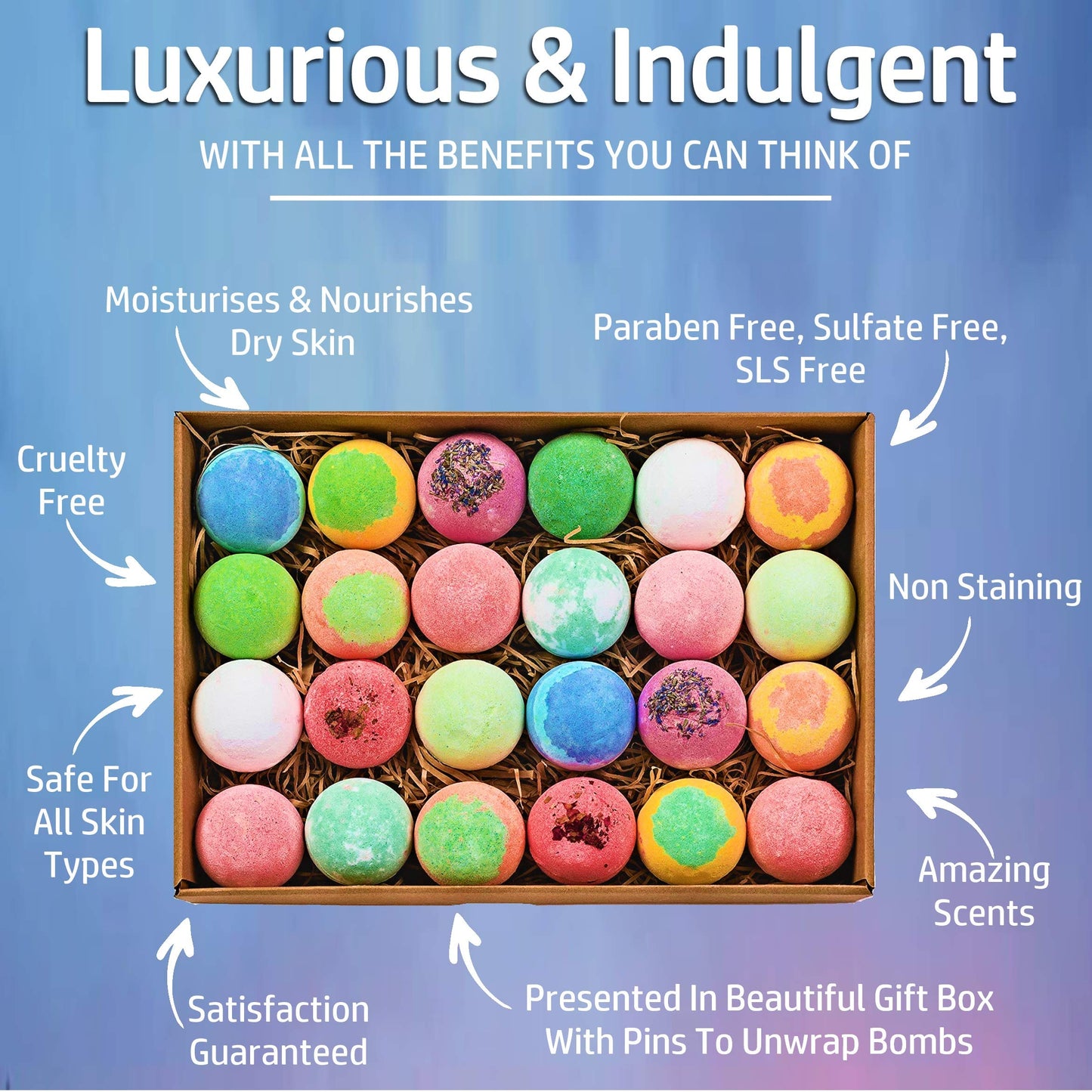 Bulk Bath Bombs Gift Set - 24 Nurture Me Organic Bath Bomb Kit - Moisturizing Bath Bombs Bath Gift Set - Best Birthday Gifts for Women, Mom, Girls… Beauty & Personal Care Nurture Me Organics