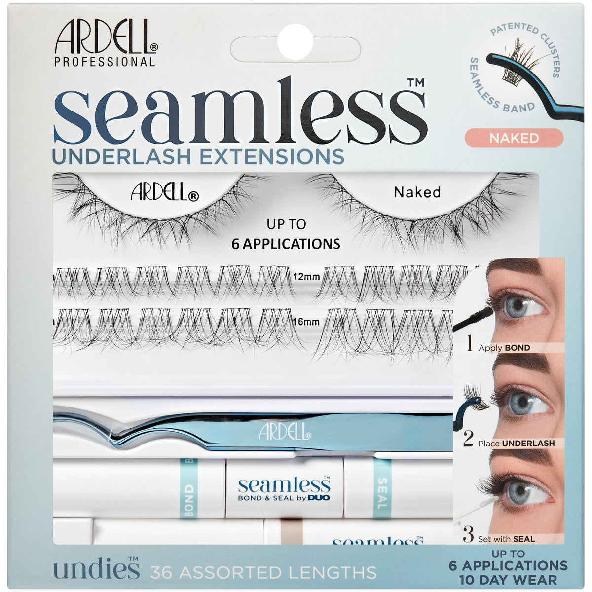 Ardell Seamless Under DIY Lash Extensions Kit Naked Style - Natural Lash Clusters Kit Wispy, Eyelash Clusters, 36 Individual Lashes, Cluster Eyelash