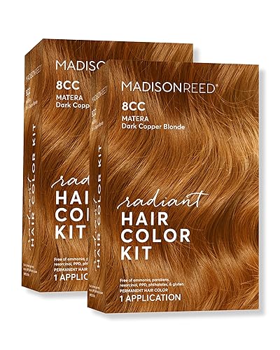 Madison Reed Radiant Hair Color Kit - 8CC Dark Vivid Copper Blonde (Matera Marigold) Vivid Color Permanent Hair Dye, PPD-Free & Ammonia-Free, 2 Pack Beauty & Personal Care Madison Reed