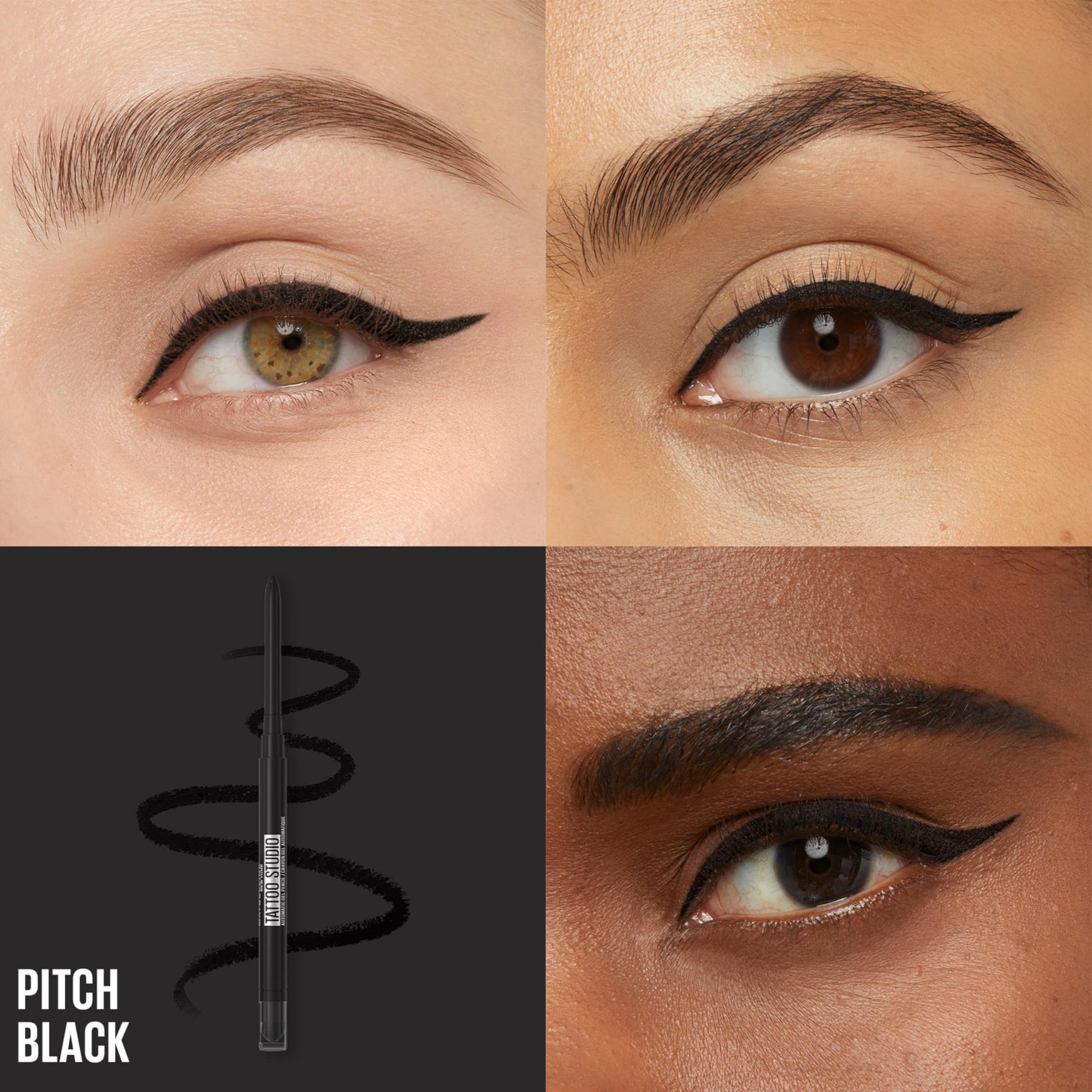 Maybelline Tattoo Studio Automatic Gel Pencil Waterproof Eyeliner, Blendable, Smudge Resistant, Matte Eyeliner For Up To 36HR Wear, Pitch Black Beauty & Personal Care MAYBELLINE