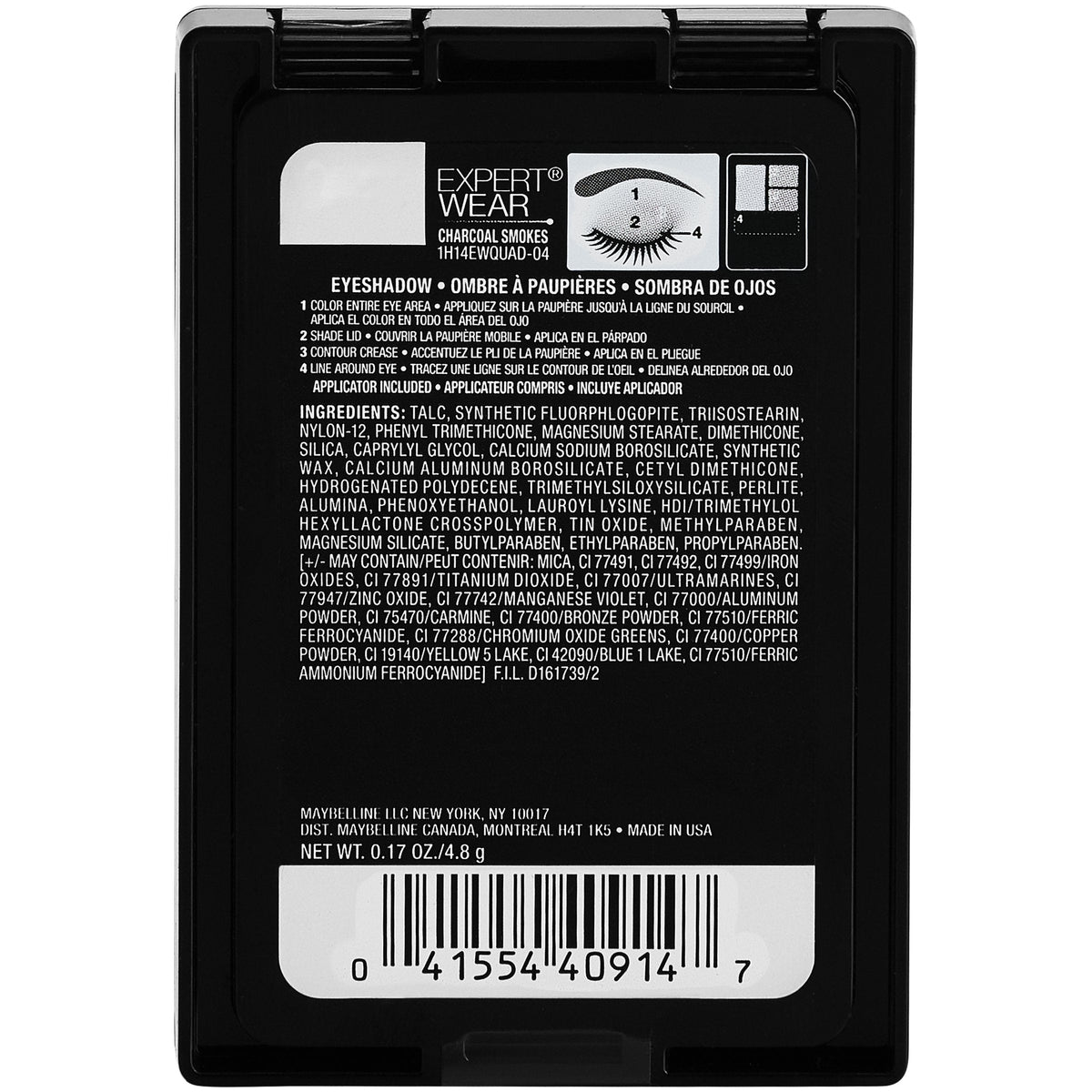 Maybelline New York Expert Wear Eyeshadow Quads, Charcoal Smokes, 0.17 oz. Beauty & Personal Care MAYBELLINE