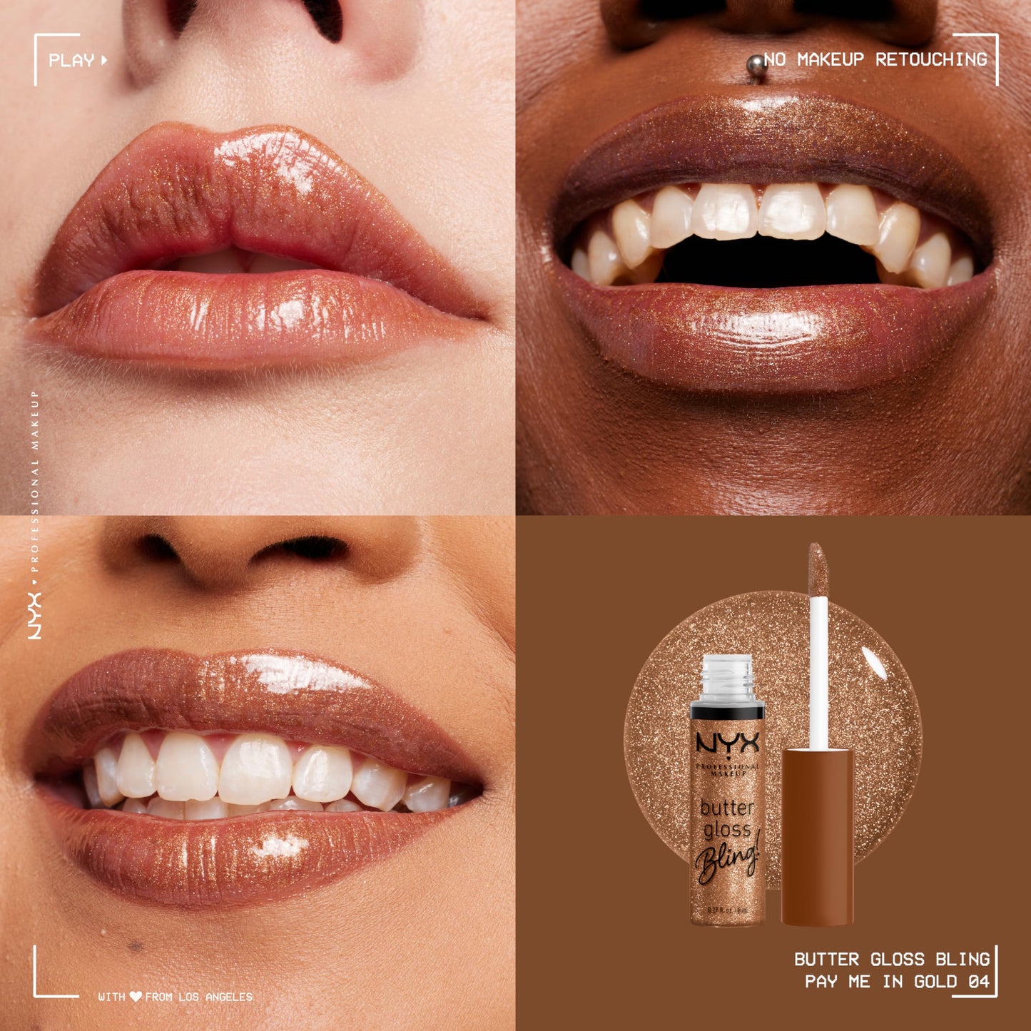 NYX PROFESSIONAL MAKEUP Butter Gloss Bling Lip Gloss, Non Sticky and Shiny Vegan Lip Makeup - Pay Me In Gold Beauty & Personal Care NYX PROFESSIONAL MAKEUP