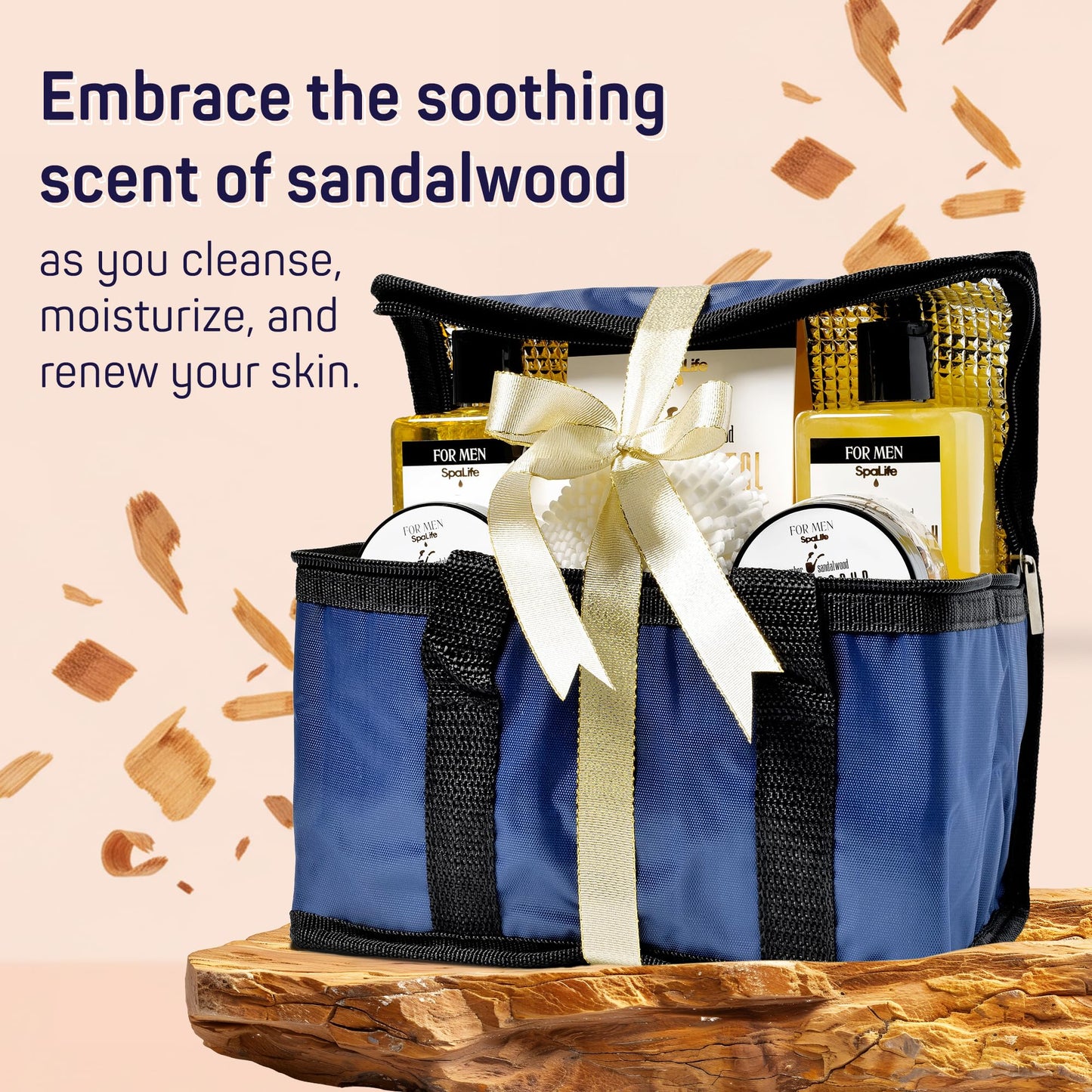 SpaLife Luxury Spa Skincare Sandalwood Gift Set for Men - Mens Body Wash Gifts - Mens Gift Set for Bath and Body - Gifts for Men - Cleansing Beauty and Personal Care SpaLife