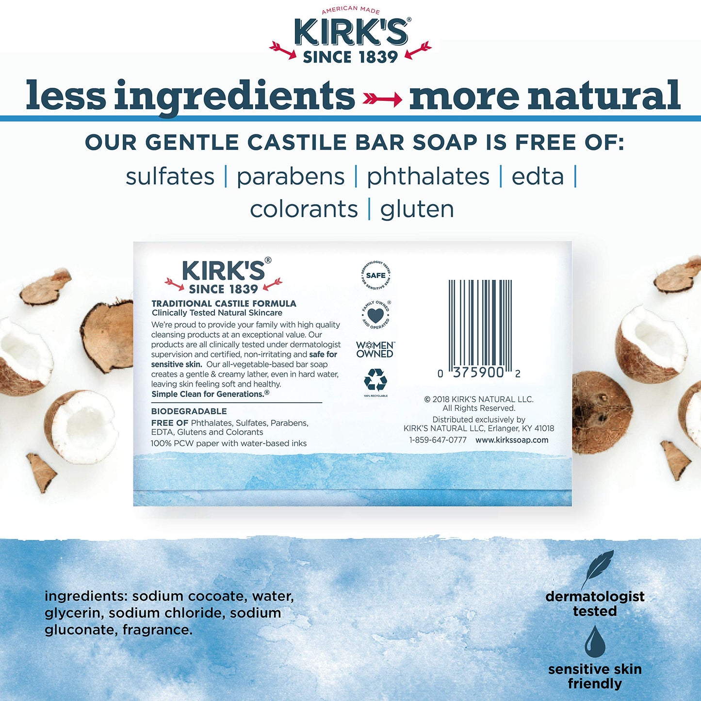 Kirk's Original Coco Castile Bar Soap Original Fresh Scent 4 Ounces (Pack of 24) Beauty & Personal Care Kirk's