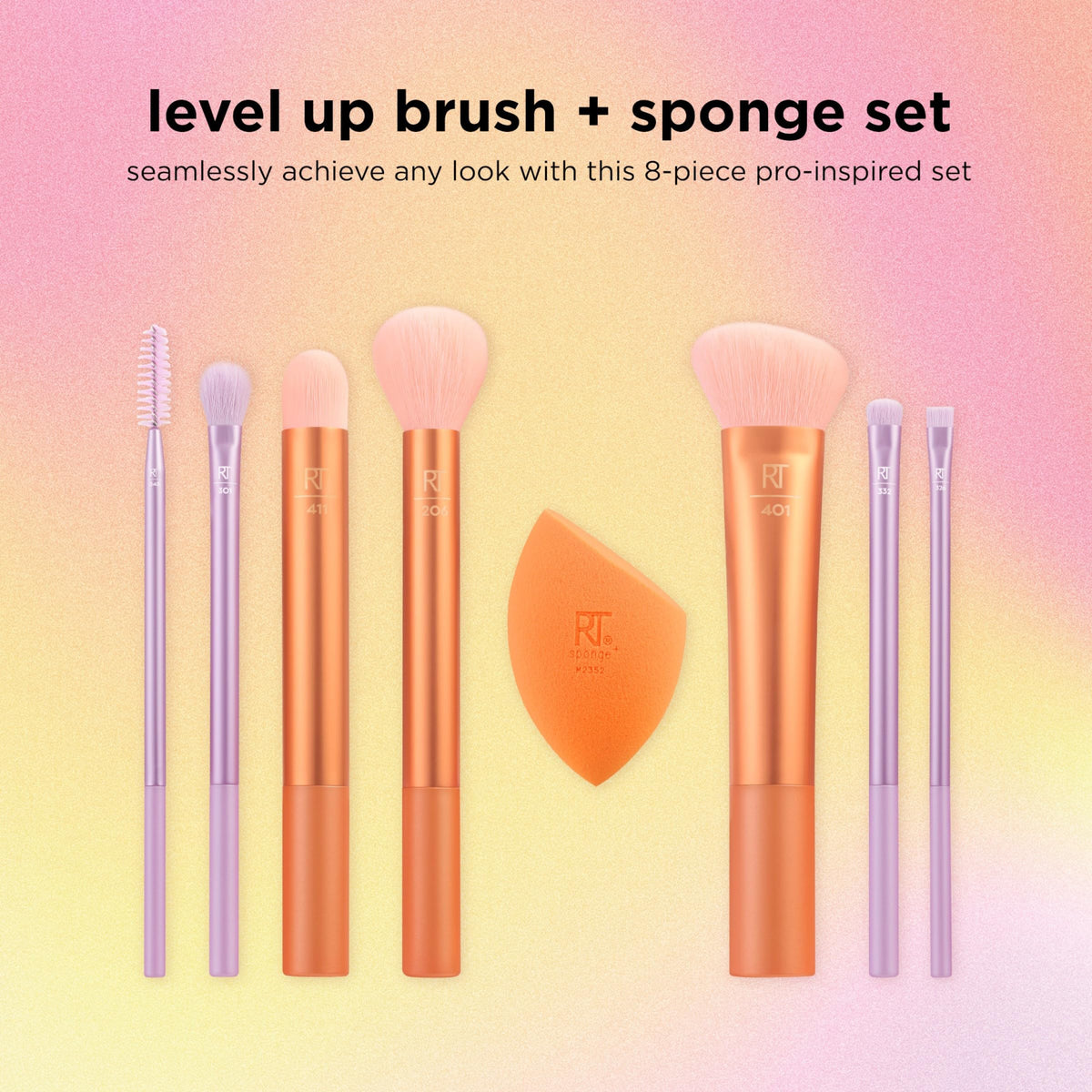 Real Techniques 8 Piece Level Up Brush and Sponge Set, Makeup Brushes
