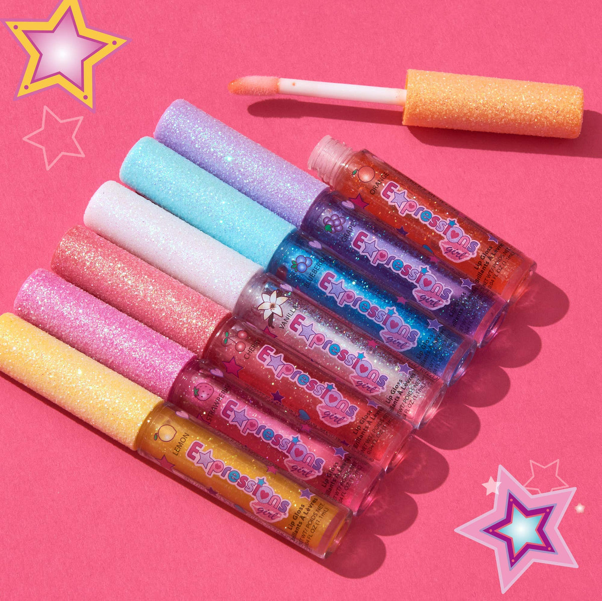 7pc Fruity Flavored Lip Gloss Set - Lip Gloss in Assorted Fruity Flavors, Non Toxic Makeup for Kids & Teens Beauty & Personal Care Expressions girl
