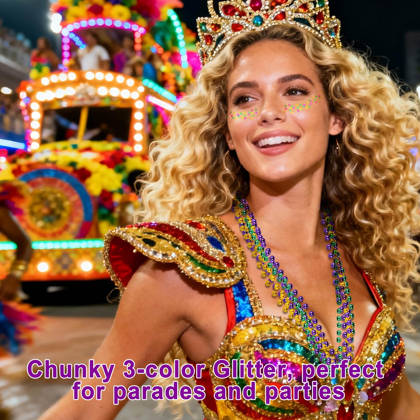 Mardi Gras Face Glitter,Festival Rave St Patricks Day Accessories Body Glitter for Face Body Hair,Gold Green Purple Mixed Chunky Glitter Beauty & Personal Care faglowmify