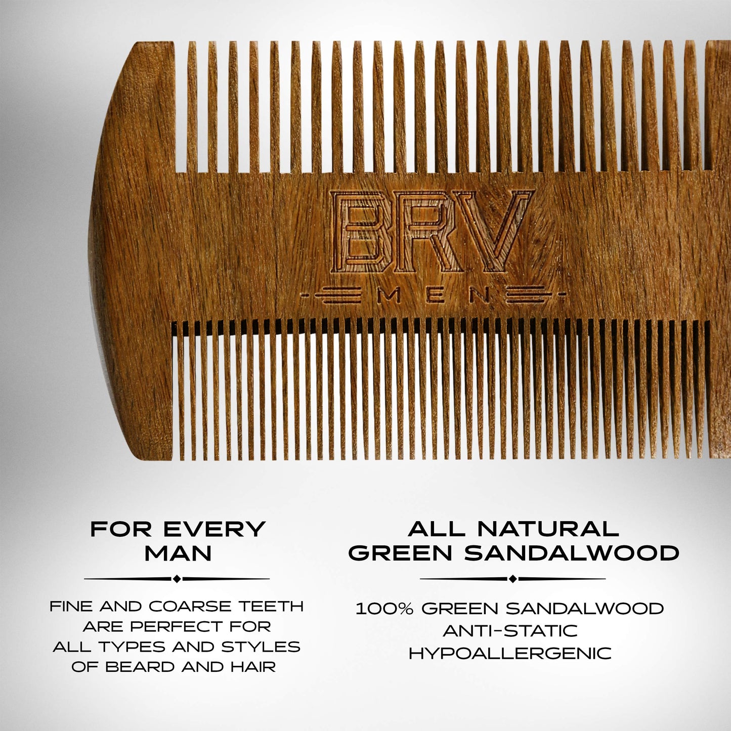 BRV MEN Beard & Mustache Comb, 100% Natural Green Sandalwood, Pocket Beard Comb with Carry Case, Wooden Beard Comb for Men For All Types and Styles Beauty & Personal Care BRV MEN