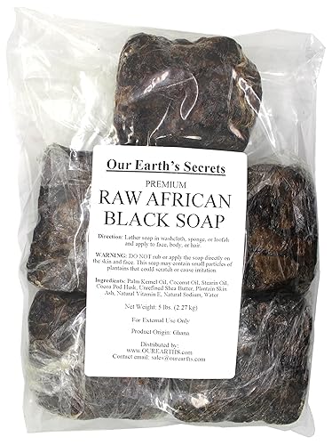 Our Earth's Secrets Premium Natural Raw African Black Soap, 5 lbs Beauty & Personal Care Our Earth's Secrets