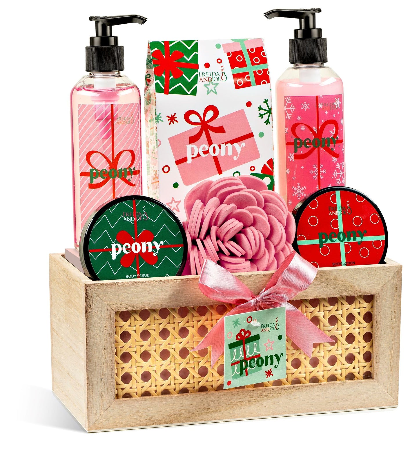 Peony Spa Gift Set Bath & Body Gift Basket for Women & Men - Shower Gel, Body Lotion, Body Scrub, Bath Salt - Relaxing Self Care Gift - Mother's Day Beauty and Personal Care Freida and Joe