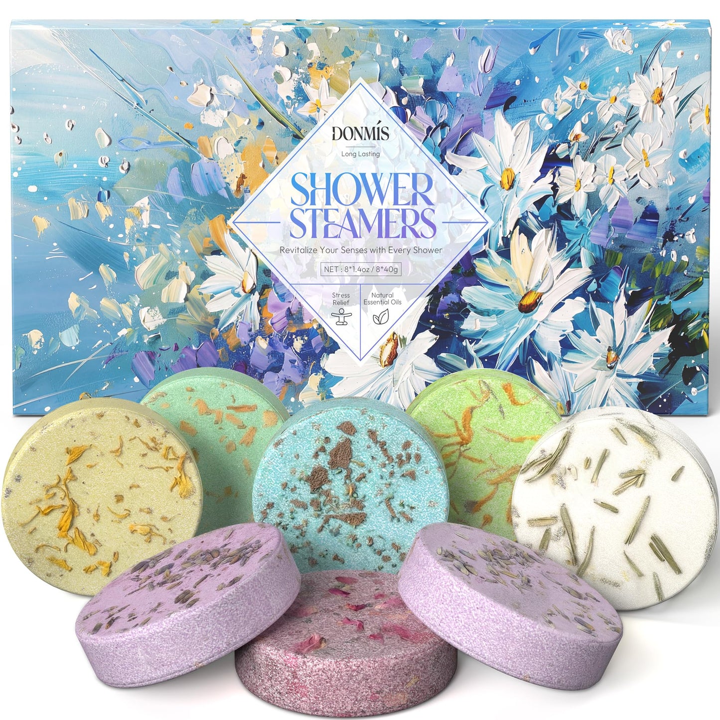 Shower Steamers Aromatherapy 8 Pack -Natural Essential Oil Shower Bombs for Self Care, Home Spa, Stress Relief & Relaxation, Birthday Gifts for Women Beauty and Personal Care DONMIS