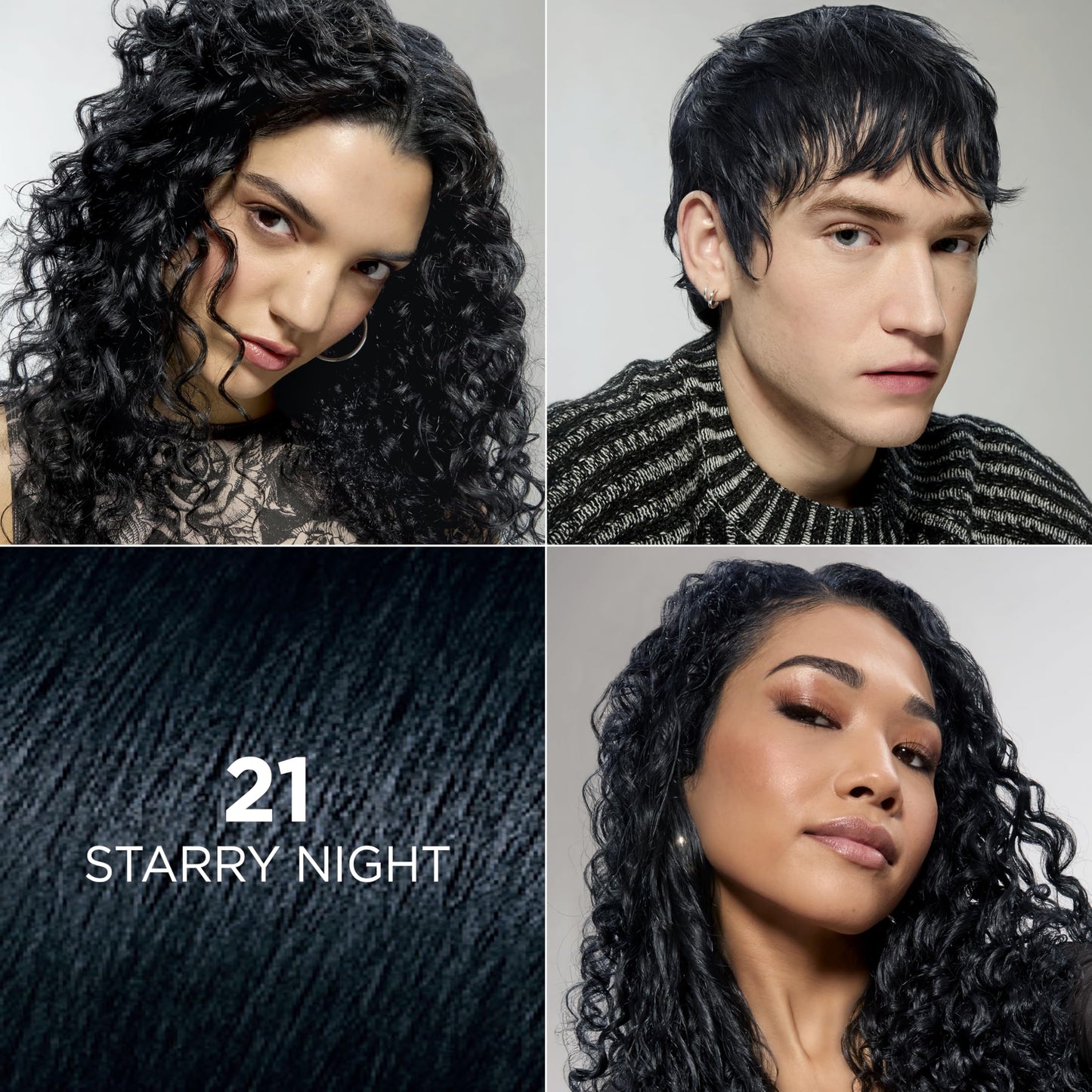 L'Oreal Paris Feria Multi-Faceted Shimmering Permanent Hair Color, 21 Starry Night (Bright Black), Pack of 1 Hair Dye Kit Beauty & Personal Care L'Oreal Paris