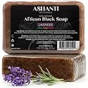 Ashanti Naturals African Black Soap Bar | Scented Natural Black Soap with Raw Shea Butter and Coconut Oil - 2pk 4oz Bars (Lavendar) Beauty & Personal Care Ashanti Naturals