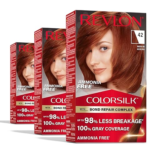 Revlon ColorSilk with Bond Repair Complex, Auburn Permanent Hair Color, 100% Gray Coverage, Ammonia Free Hair Dye, Vegan Keratin, 42 Medium Auburn Beauty & Personal Care REVLON