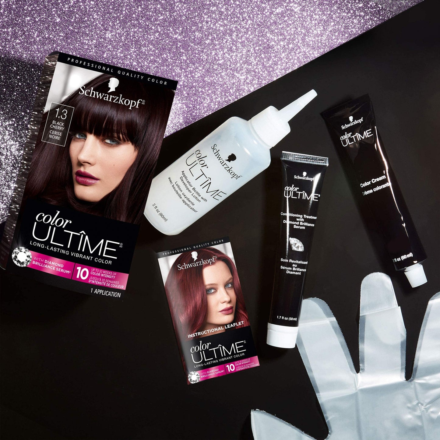 Schwarzkopf Color Ultime 1.3 Black Cherry Hair Dye, Permanent Intense Black with Diamond Brilliance, Fade-Resistant, Covers Grays, All Hair Textures Beauty & Personal Care Schwarzkopf