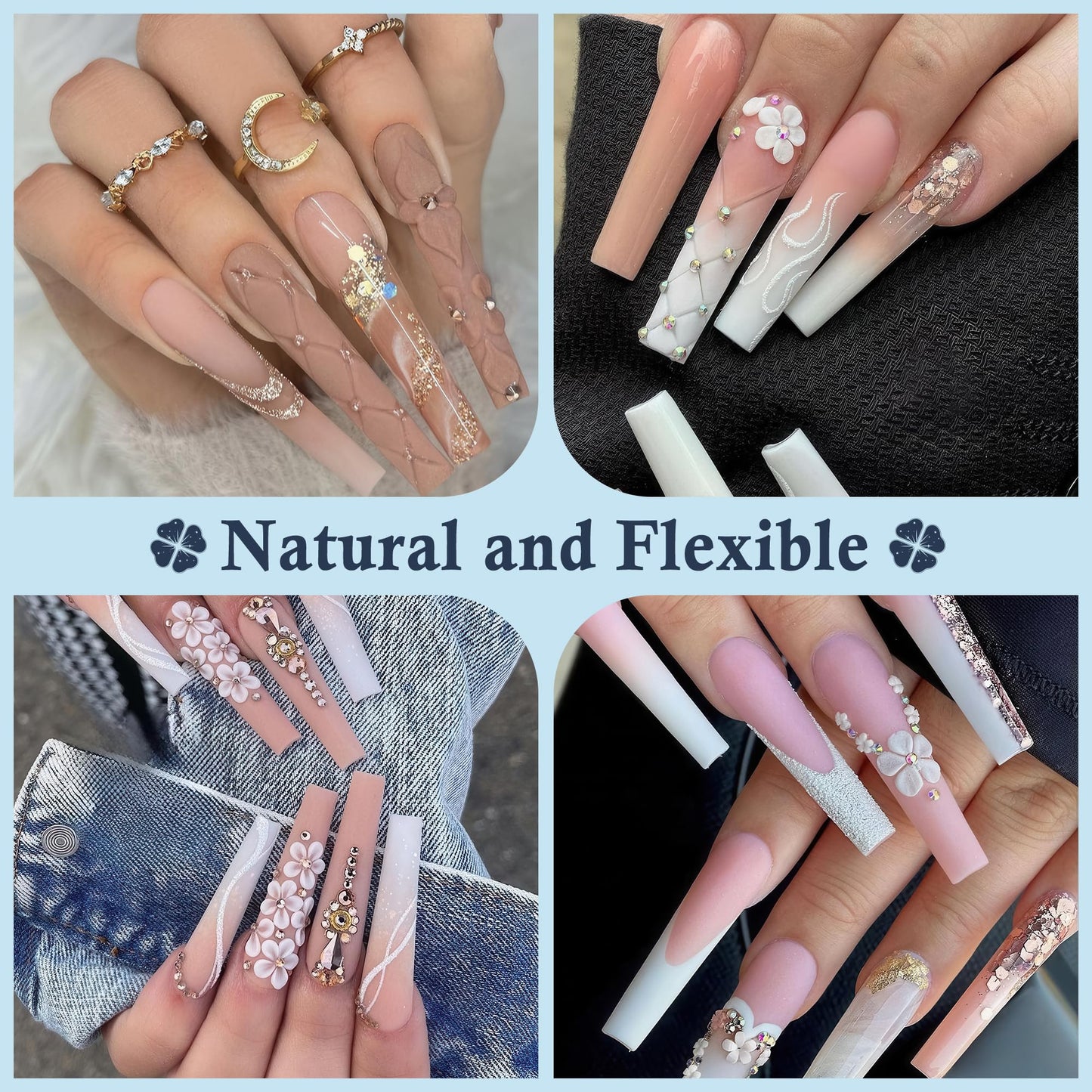 2XL Coffin Nails Tips - Luckyfairy XXL 120Pcs Half Cover Gel Nail Tips Straight Long Coffin Acrylic Nails Clear No C Curve Nail Tips For Nail Art Beauty and Personal Care Luckyfairy