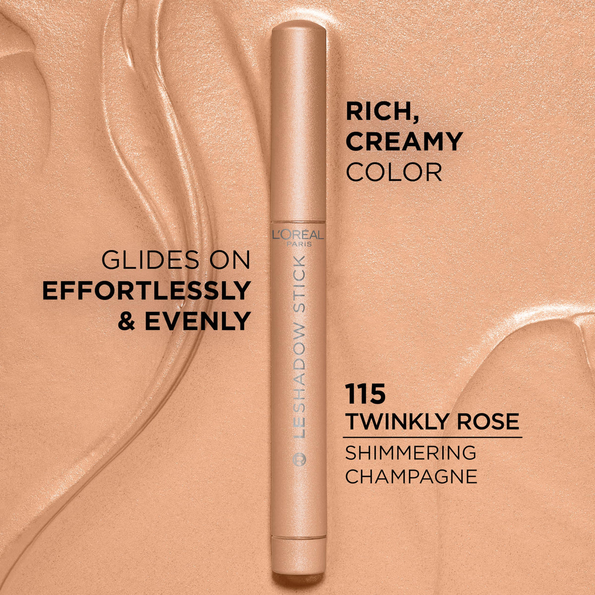 L'Oreal Paris Makeup Le Shadow Stick Eyeshadow, Blendable, Smudge-Resistant, Cream Eyeshadow, Twinkly Rose, 0.05 Oz