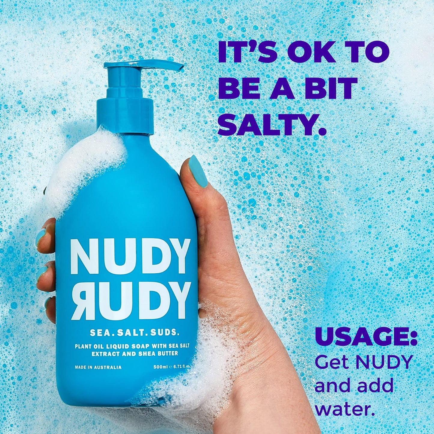 Nudy Rudy Sea Salt Suds 2 Pack, Liquid Body Wash Bundle, Aloe Vera and Vitamin E, Moisturizing Shower Gel for Men and Women 16.9 fl oz and 4.2 oz Beauty & Personal Care Nudy Rudy