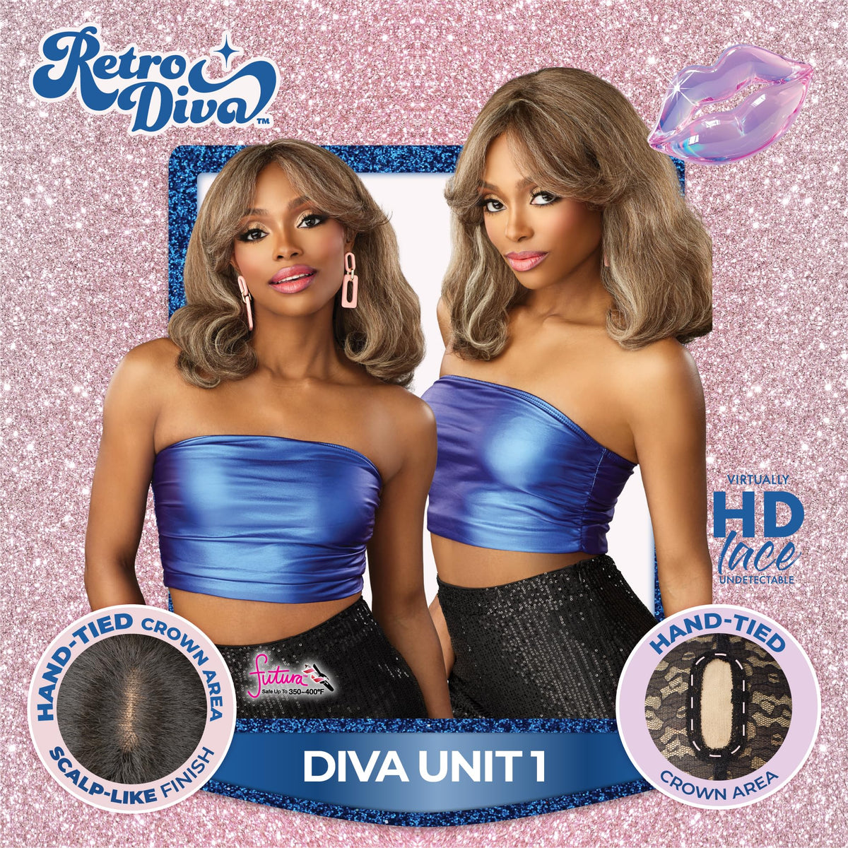 Sensationnel Glamora Lace Crown Wig-Retro Diva Unit 1, 2 DARKBROWN