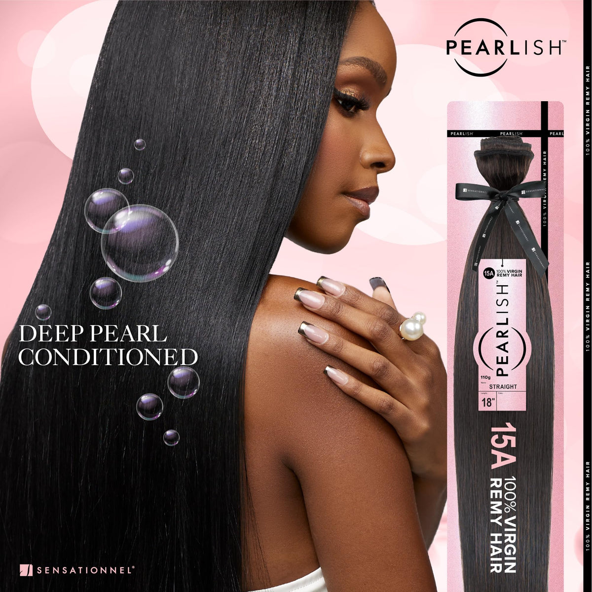 Sensationnel Pearlish Bundle Human Hair-Straight,12 inch, NATURAL/BLACK