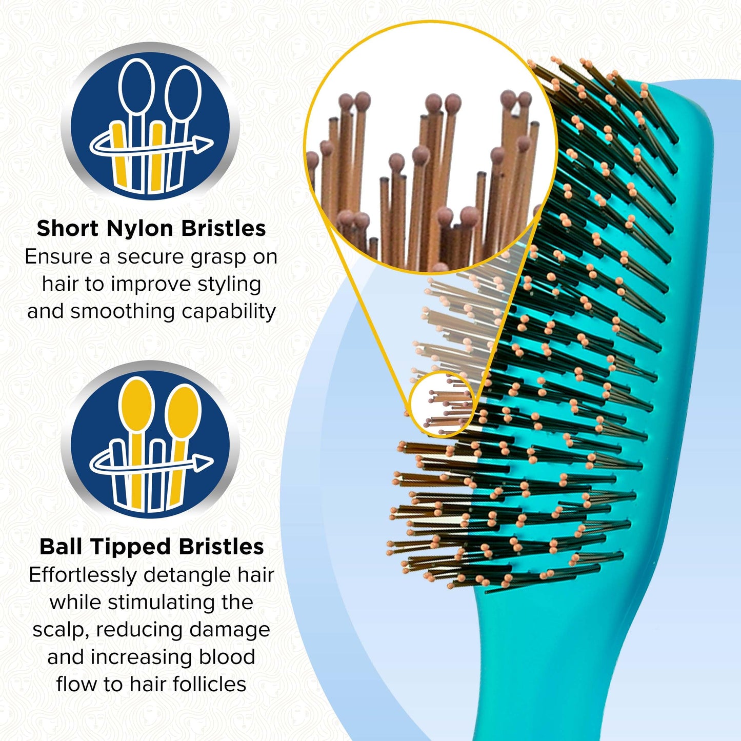 Giorgio GION2B Neon Blue 6.25 inch Gentle Touch Detangler Hair Brush for Men Women and Kids. Soft Bristles for Sensitive Scalp. Wet & Dry for all Hair Beauty & Personal Care GIORGIO