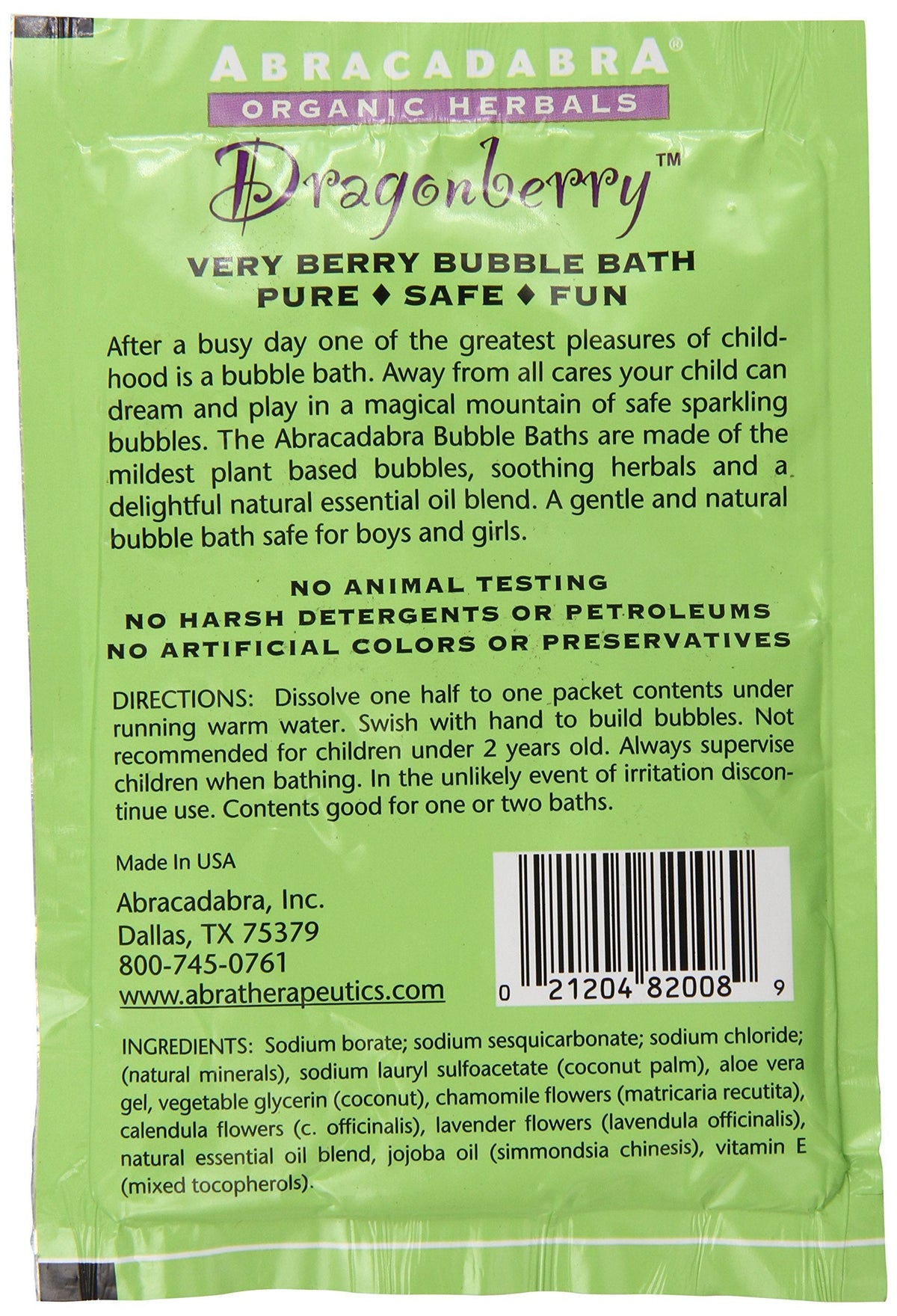 Abracadabra Organic Herbals Bubble Bath, Dragonberry Very Berry, 2.5 Ounce Beauty & Personal Care Abracadabra