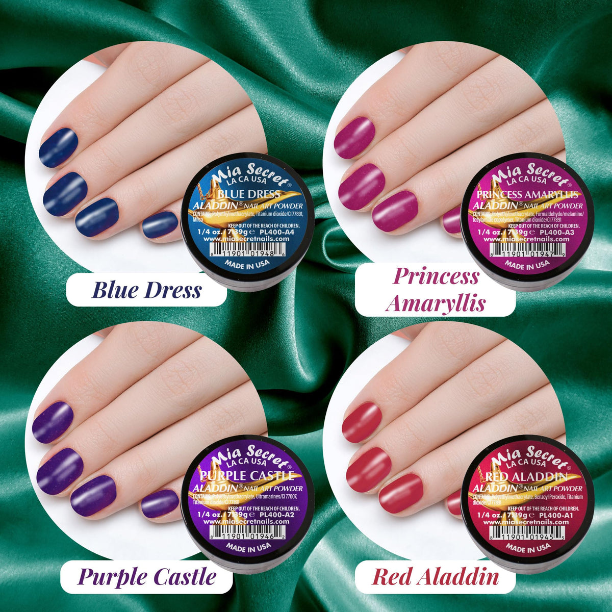 Mia Secret Nail Art Powder ALADDIN Collections, ¼ oz. Set of 6 colors