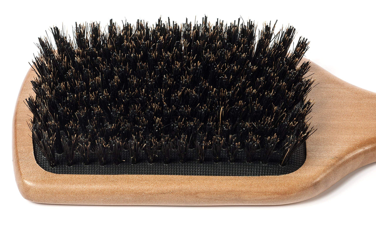 GranNaturals Boar Bristle Smoothing Hair Brush for Women and Men - Medium/Soft Bristles - Natural Wooden Large Flat Square Paddle Hairbrush for Fine Beauty & Personal Care GranNaturals