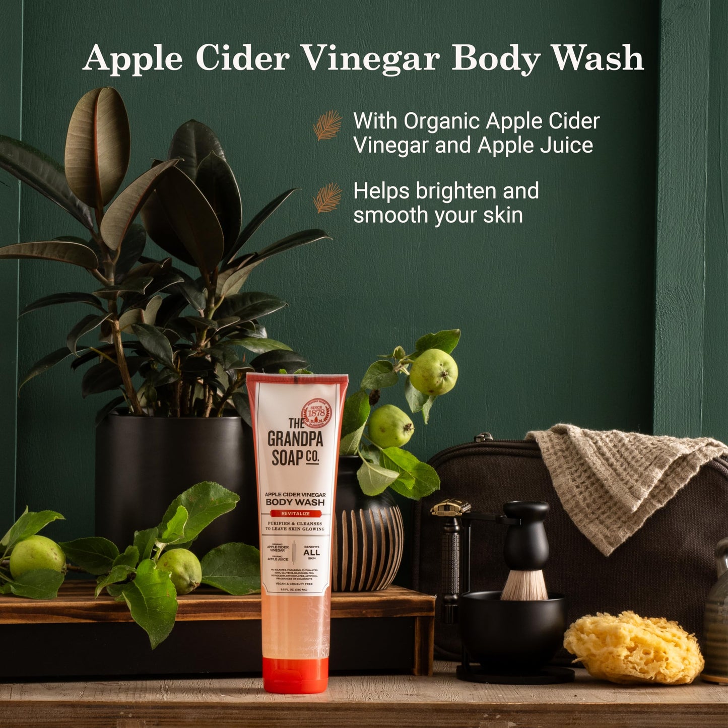 The Grandpa Soap Company Apple Cider Vinegar Body Wash - Purifies and Cleanses to Leave Skin Glowing, With Appl Cider Vinegar and Apple Juice, Helps Beauty & Personal Care The Grandpa Soap Company