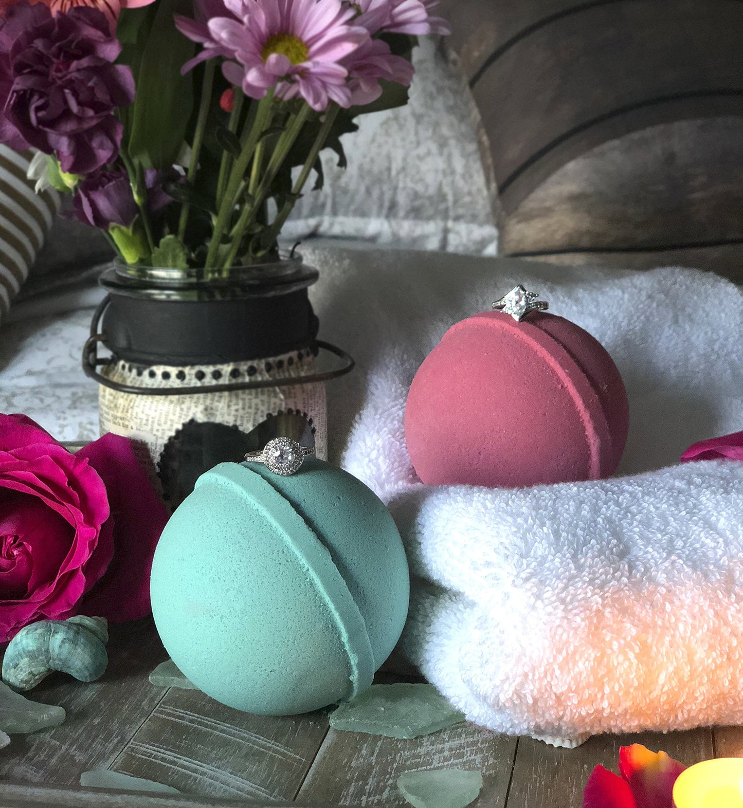 Mermaid Love Potion Bath Bombs Gift Set of 2 with Ring Surprise Inside Each Made in USA Beauty & Personal Care Jackpot Candles