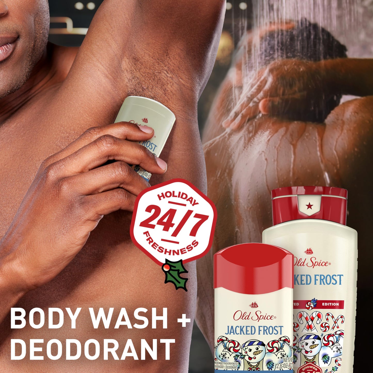 Old Spice Body Wash + Aluminum Free Deodorant for Men, Holidudes: Jacked Frost Holiday Pack, 24/7 Holiday Freshness, Gift Box for Him, Jacked Frost Beauty & Personal Care Old Spice