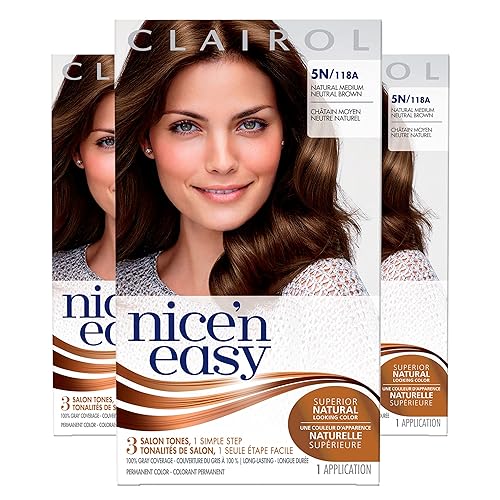 Clairol Nice'n Easy Liquid Permanent Hair Dye, 5N Medium Natural Brown Hair Color, Pack of 3 Beauty & Personal Care Clairol
